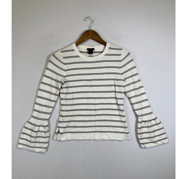 Ann Taylor Factory Tops - Classic Chic Ann Taylor Factory Women S White Black Striped Bell Sleeve Knit Top